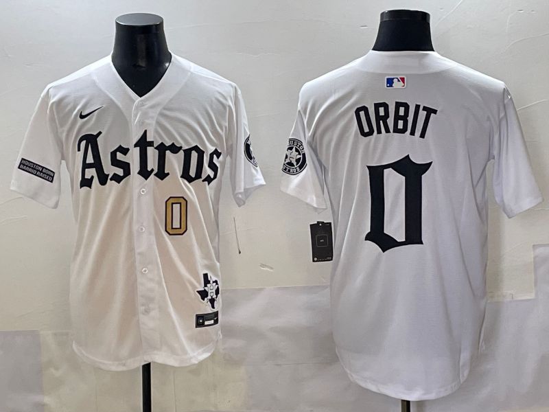 Men 2025 Houston Astros #0 Orbit White Five generations Joint Name Nike MLB Jersey style 5